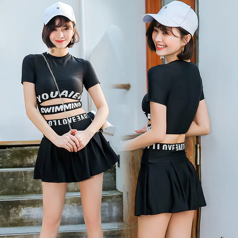 

Swimwear Swimsuits For Girl Bikini 2019 Kids Sports Swimsuit Women New Sexy Korean Hair Substitute Polyester Solid Tankini Women