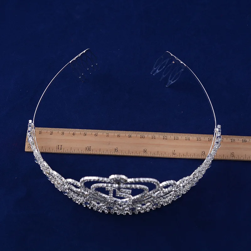 Quinceanera 15 Fifthteen Birthday Rhiestone Tiara Crown with Hair Combs (5)