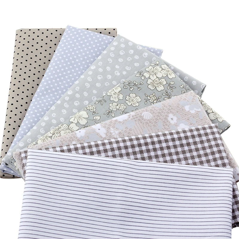 

7pcs/lot Gray Floral Patchwork Cotton Fabric Fat Quarter Bundles Sewing Textile Fabric For Bags Sofa Fabric 40x50cm J2-7-1