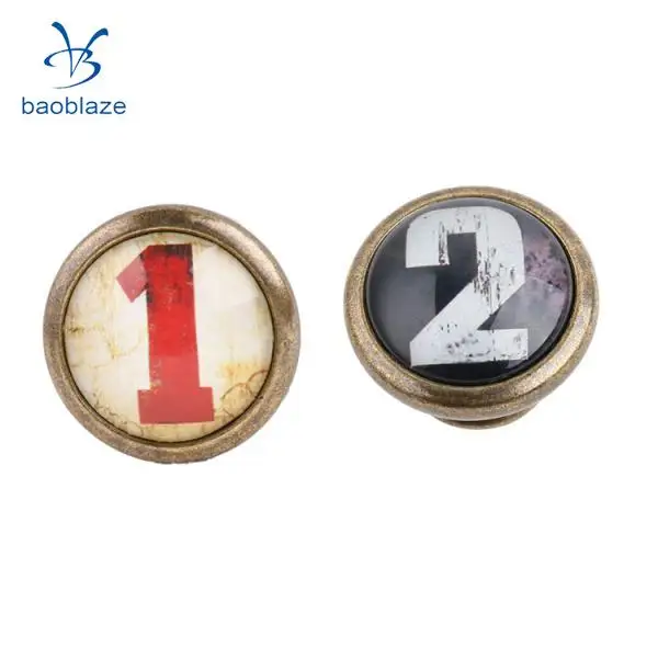 2 Pieces Vintage Retro Cabinet Door Cupboard Bin Handle Pulls Knob Furniture Hardware - Numbers Pattern