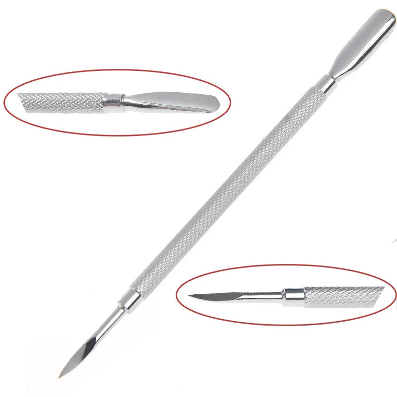 1 Pc Double ended Cuticle Pusher Remover Stainless Steel Nail Cuticle