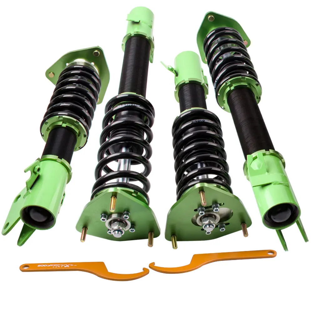 

Shock Absorbers Coilover Springs Kits for Subaru Impreza WRX GDA GDB GGAB Green for EJ20 EJ25 Adj. Heeight w/z Top Hats 02-07