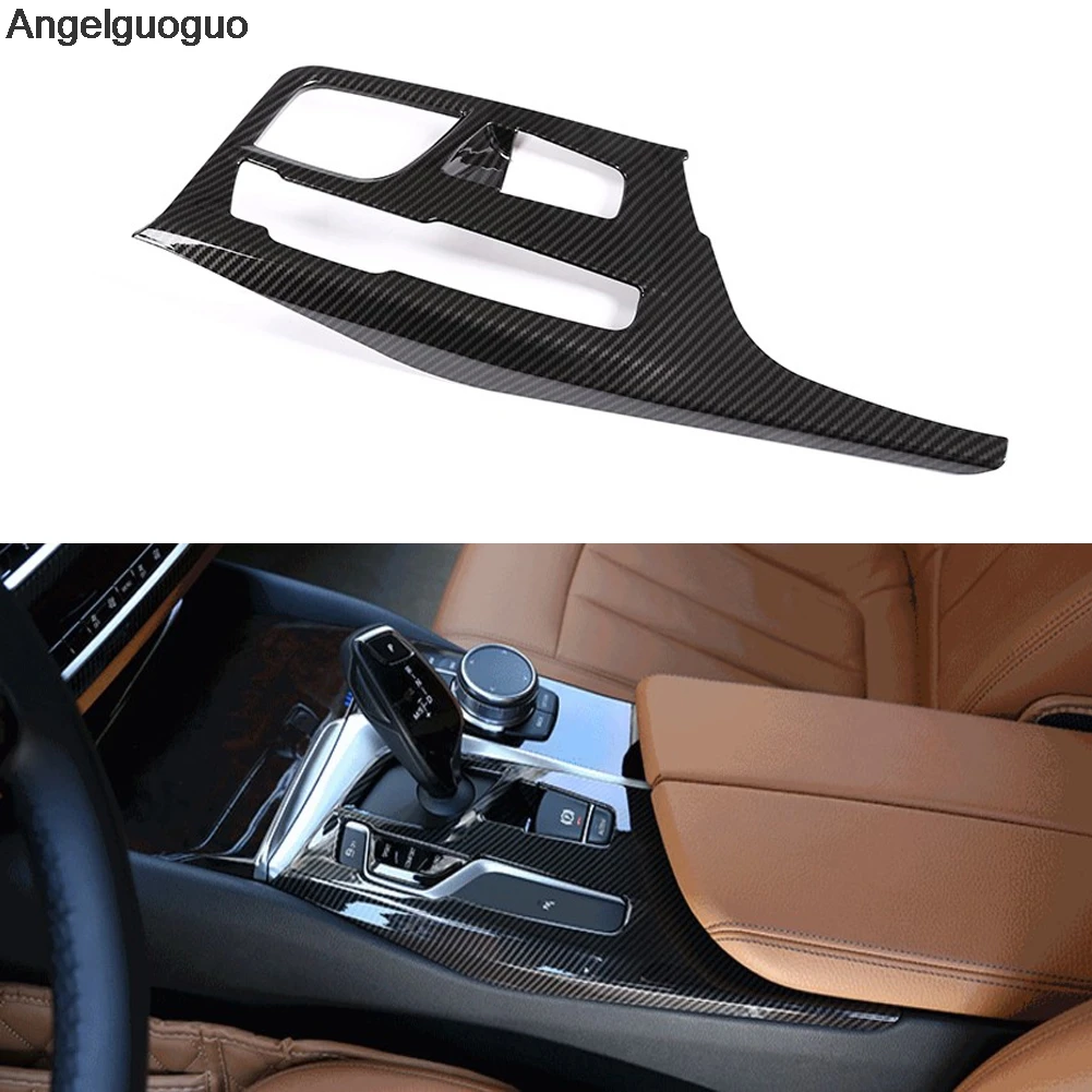Carbon Fiber style for BMW 5 Series G30 G38 2018 Car Center Console Gear Shift Panel Cover Trim frame trim LHD