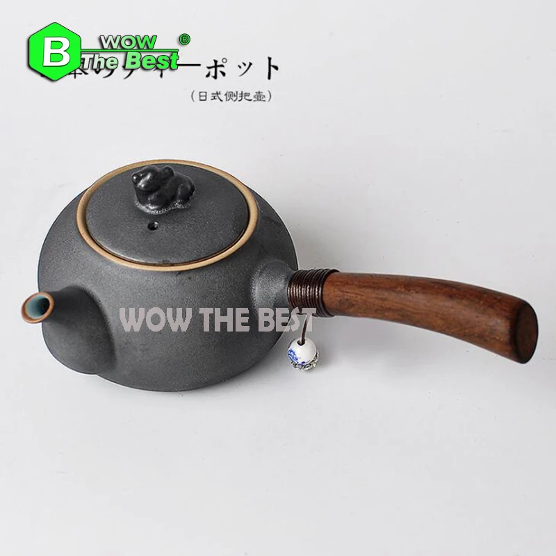 260ml Black pottery Ceramics Kungfu side handle Tea pot Wooden Handle