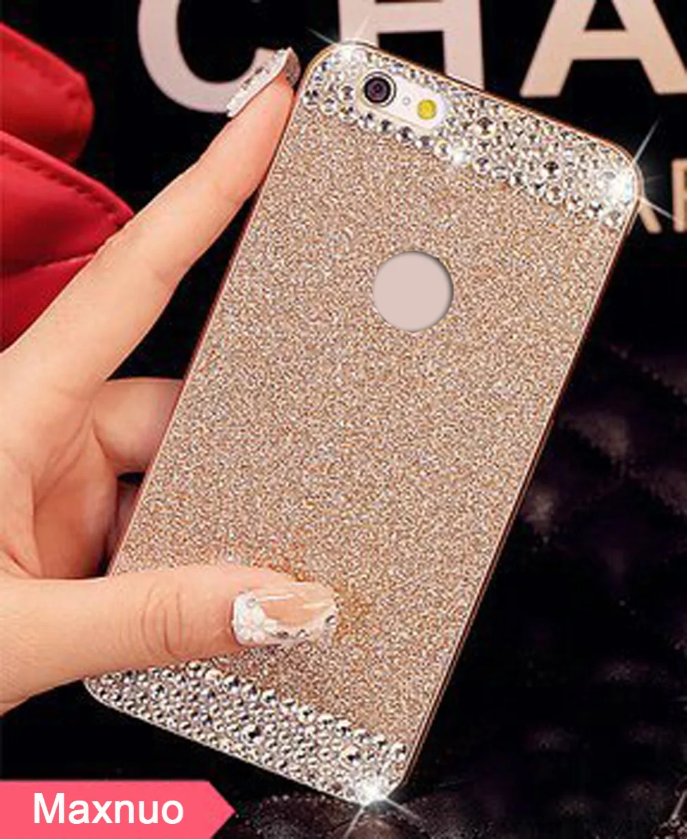 Glitter powder Rhinestone bling phone case for iPhone 4 4s 5 5s 6 6s 6s 6Plus 6sPlus diamond crystal Hard back cover Sparkle