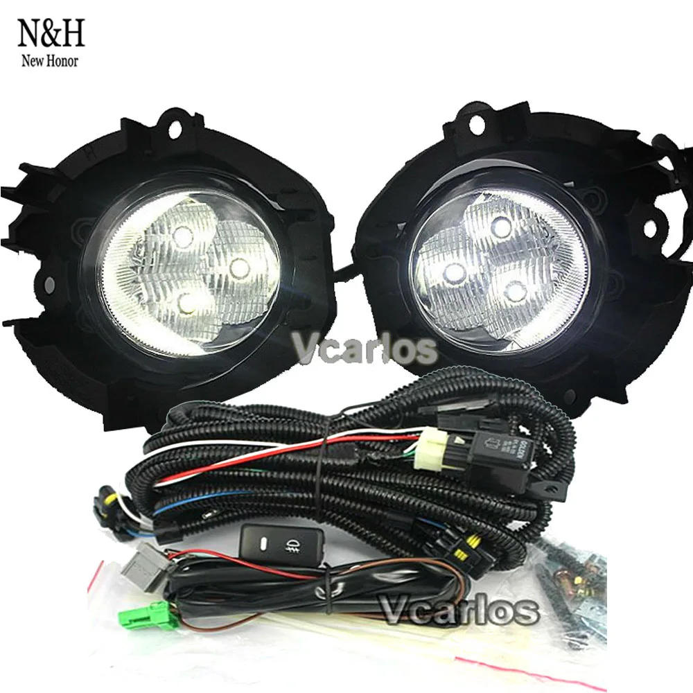 

High quality LED DRL Super White Fog Lights Lamp For Toyota RAV4 2006~2008 Clear Lens Pair Set With Wiring Kit Fog Light set