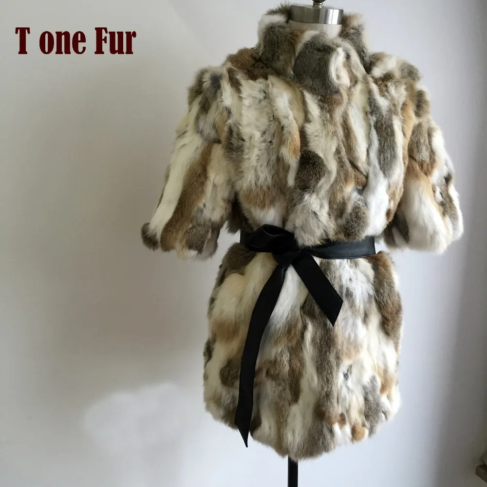 

2019 New Real Rabbit Fur Coat Fashion Women Rabbit Fur Jacket Nature Winter Warm Rabbit Fur Outwear hot sale KAH301
