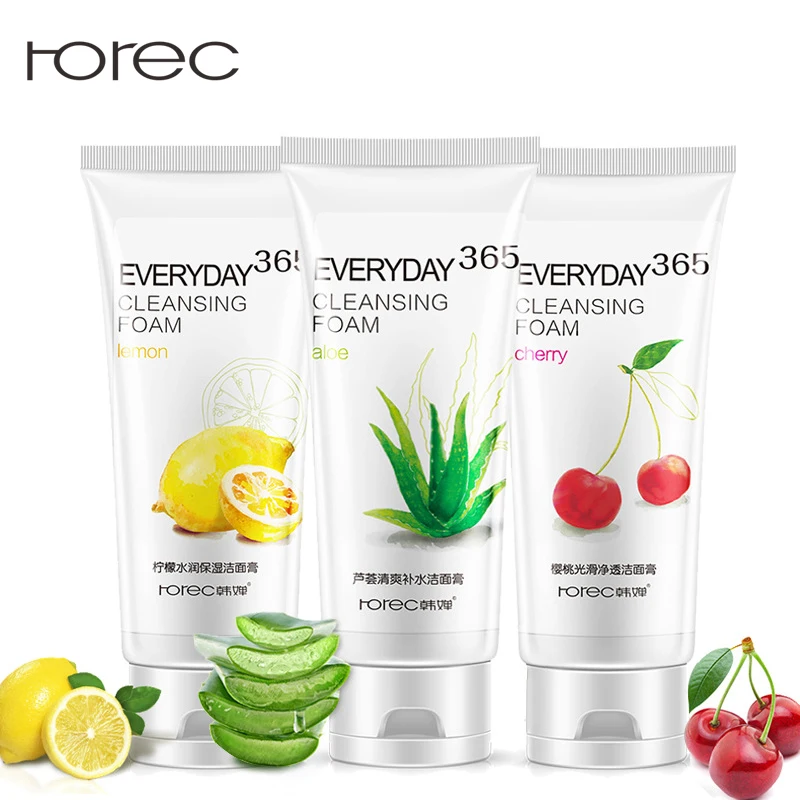 R$17.74 51% de desconto|Hanchan natural aloe vera cereja limão limpador facial hidratante clareamento encolher poros tratamento acne controle de óleo limpador-in Produtos limpeza from Beleza e saúde on AliExpress 