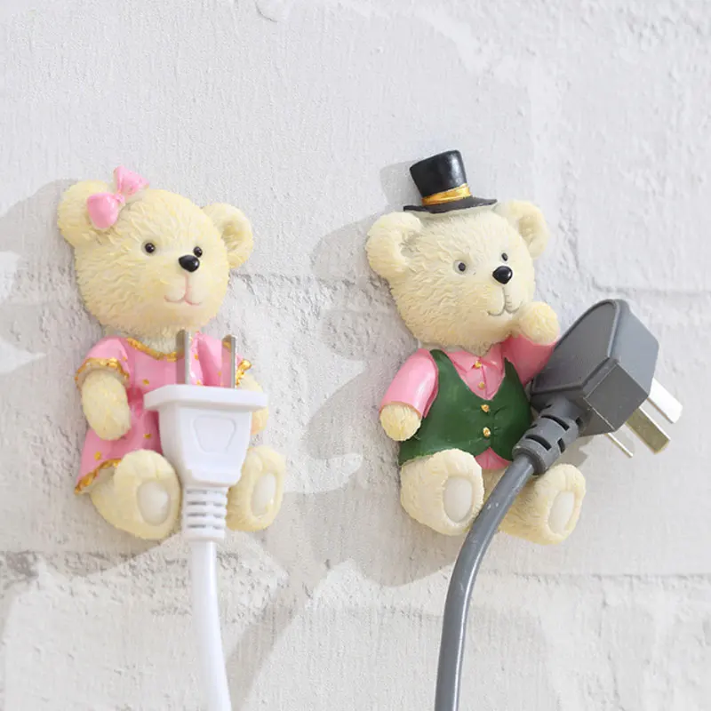 

Cartoon Outlet Power Cord Storage Holders Socket Storage Rack Durable Strong Stick Plug Hook Wall Hanger Protective Socket
