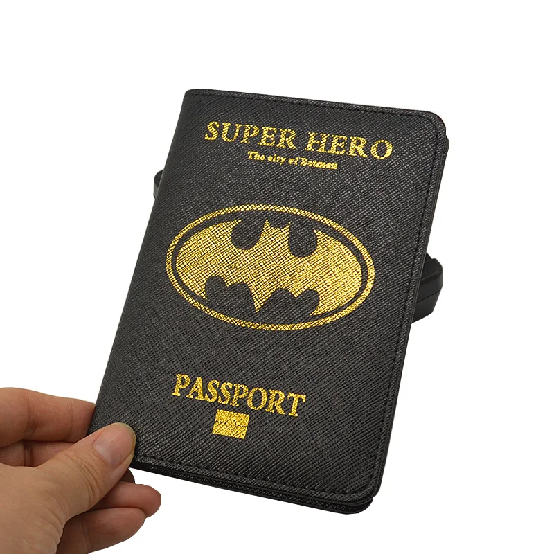 Черная Обложка для паспорта дорожный держатель документов из искусственной кожи чехол для паспорта фильм супер герой паспорт держатель для мужчин