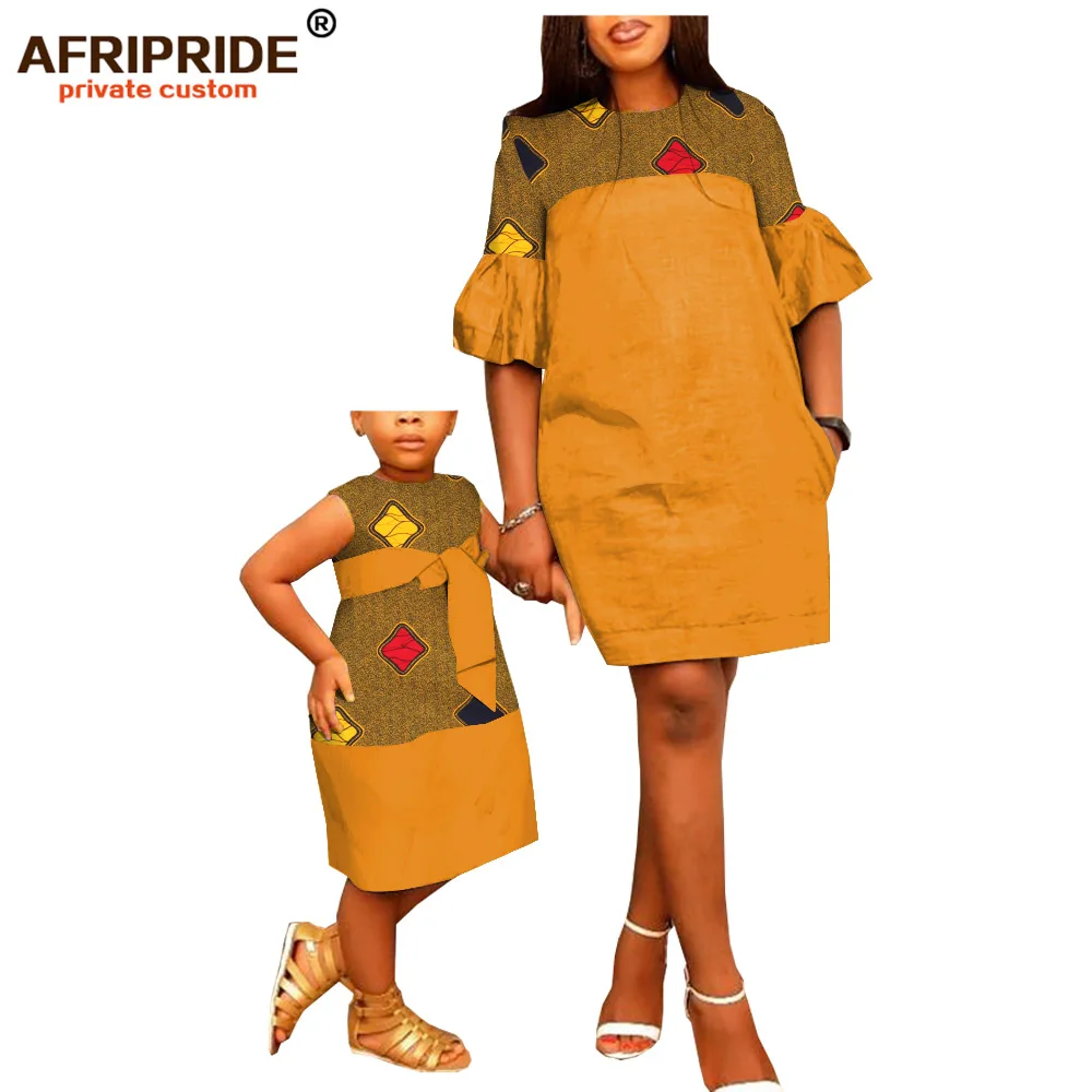 2019 летнее семейное платье из воска для женщин и девочек AFRIPRIDE женское по колено