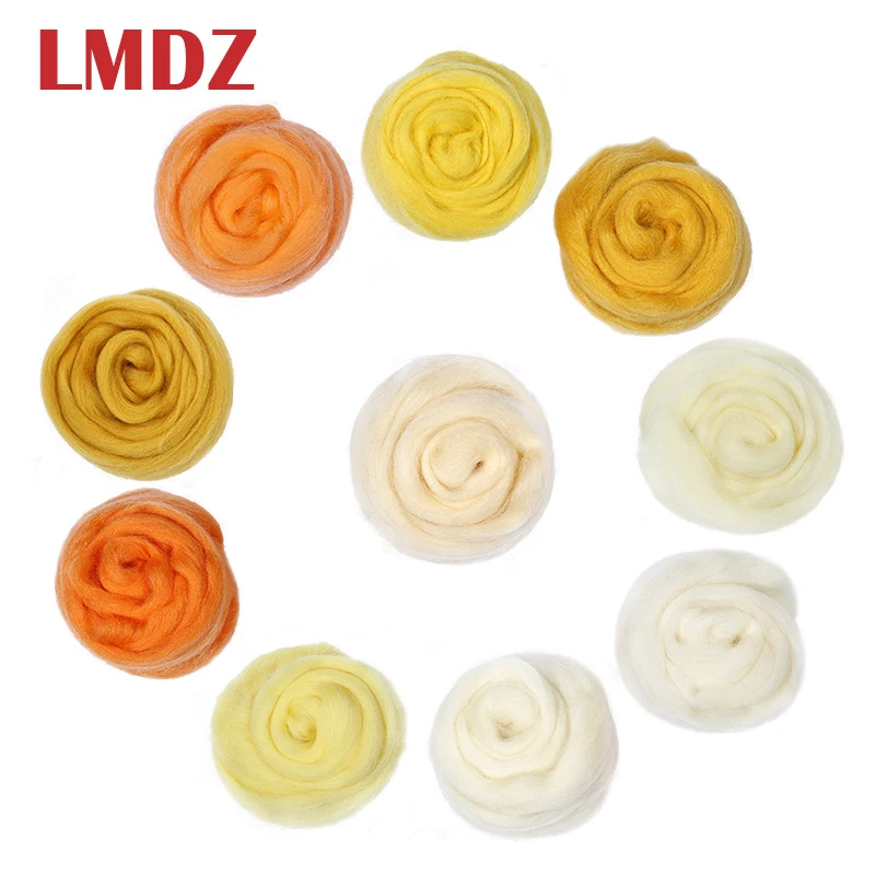 

LMDZ 1pcs 100g Yellow Color Wool Fibre Roving For Needle Felting Handcraft DIY Spinning Fiber Needlework Felting Material