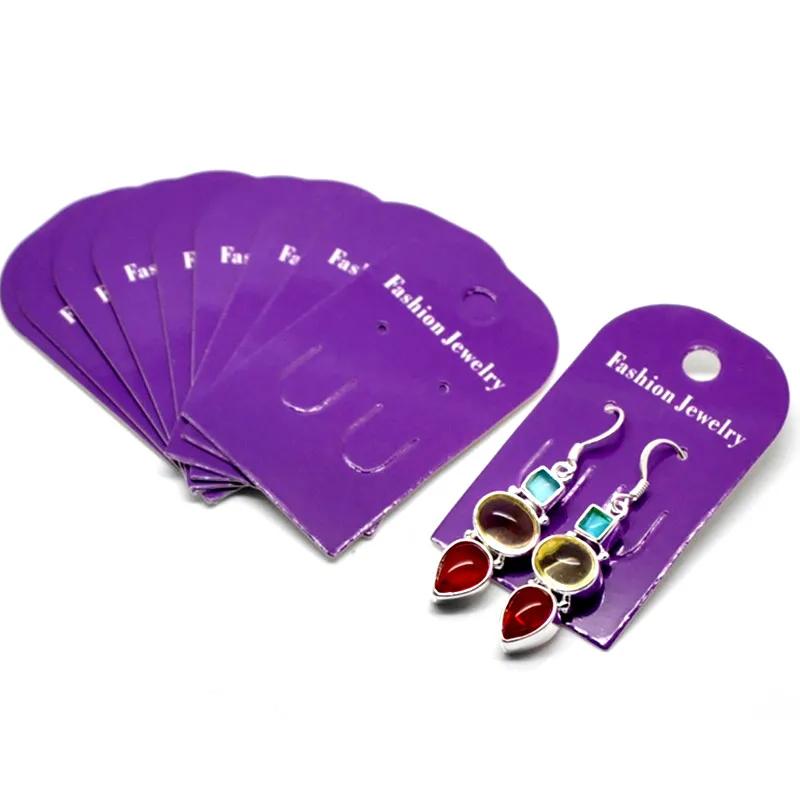 500Pcs Purple Paper Earring Ear Studs Hanging Holder Display Hang Cards