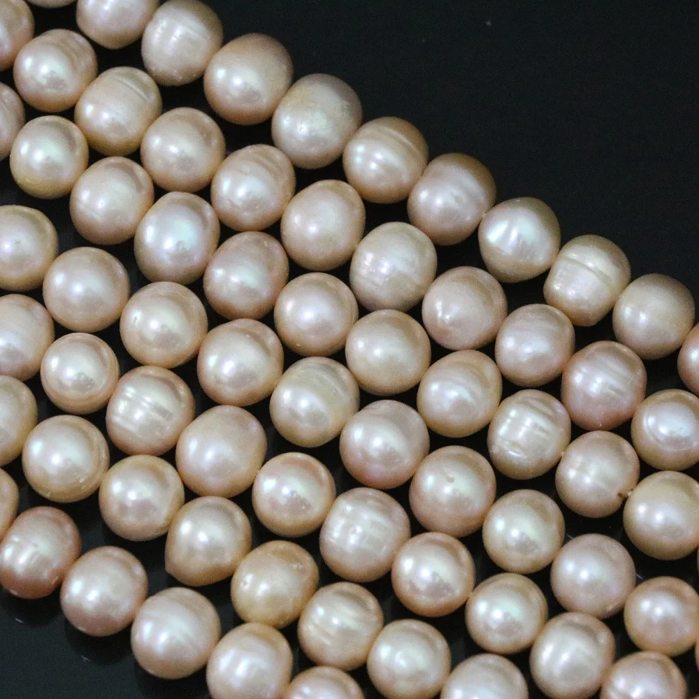 Natural orange pearl round freshwater 9 10mm hot sale factory price wholesale retail elegant loose font