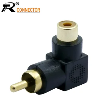 

100pcs Industrial 90 Degree RCA Right Angle Connector Plug Adapters Male To Female M/F 90 Degree Elbow Adapter Audio