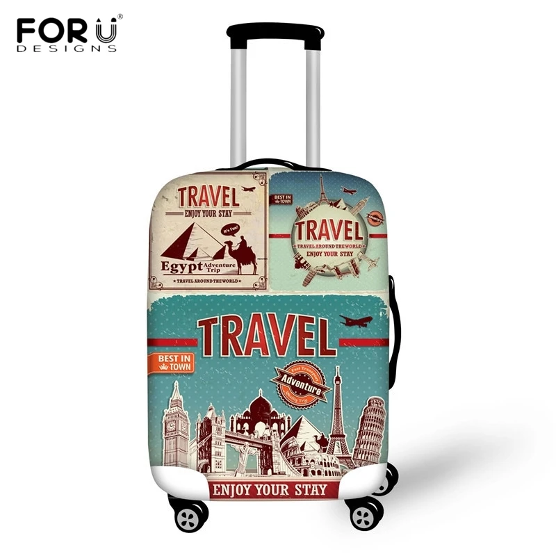 

FORUDESIGNS Travel on the Road Luggage Protective Covers Thick Elastic Luggage Bags for 18 22 26 30 Inch Suitcase Trolley Cases