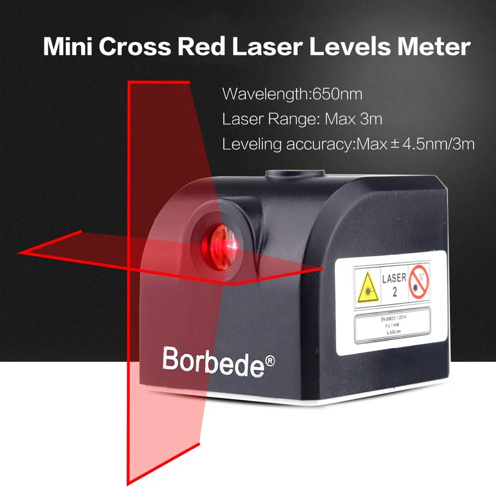 Borbede портативный мини Крест Красный лазерный нивелиры метр 2 линии 1 точка 650 нм выравнивающий инструмент со светодиодный индикатор фиксации магнита