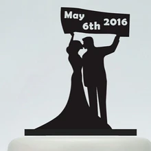 Акрил сердце Свадебный Торт Топперы MR-MRS Смешные Пары пользовательские Дата свадьбу душ украшения