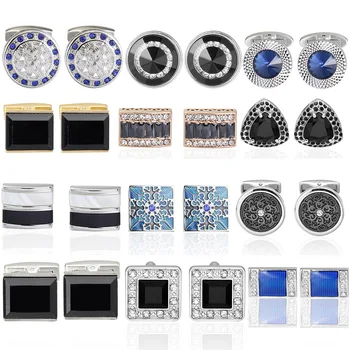 

Luxury Crystal Shirt Cufflinks for mens Brand cuff button de manchette Colorful cuff links High Quality abotoaduras Jewelry