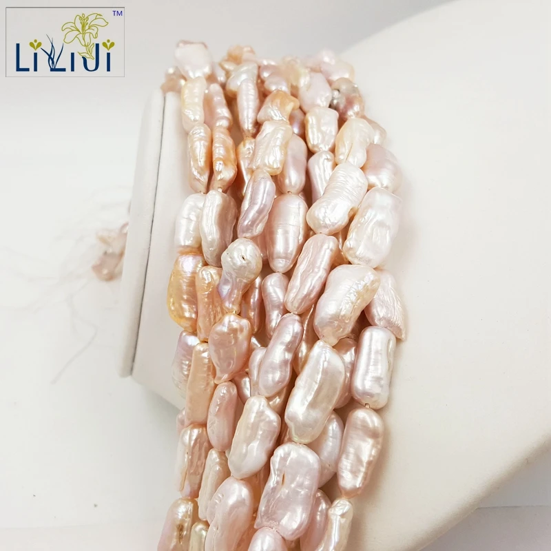 

Lii Ji Natural 3Color Choose Freshwater Pearl beads 8x16-10x18mm Irregular shape for DIY Bracelet Necklace about 37cm