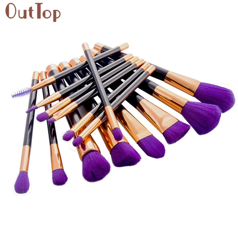 

OutTop Pretty New 15PCS Cosmetic Makeup Brush Set Eyeshadow Foundation Loose Powder Concealer Brush Beauty Tools Gift