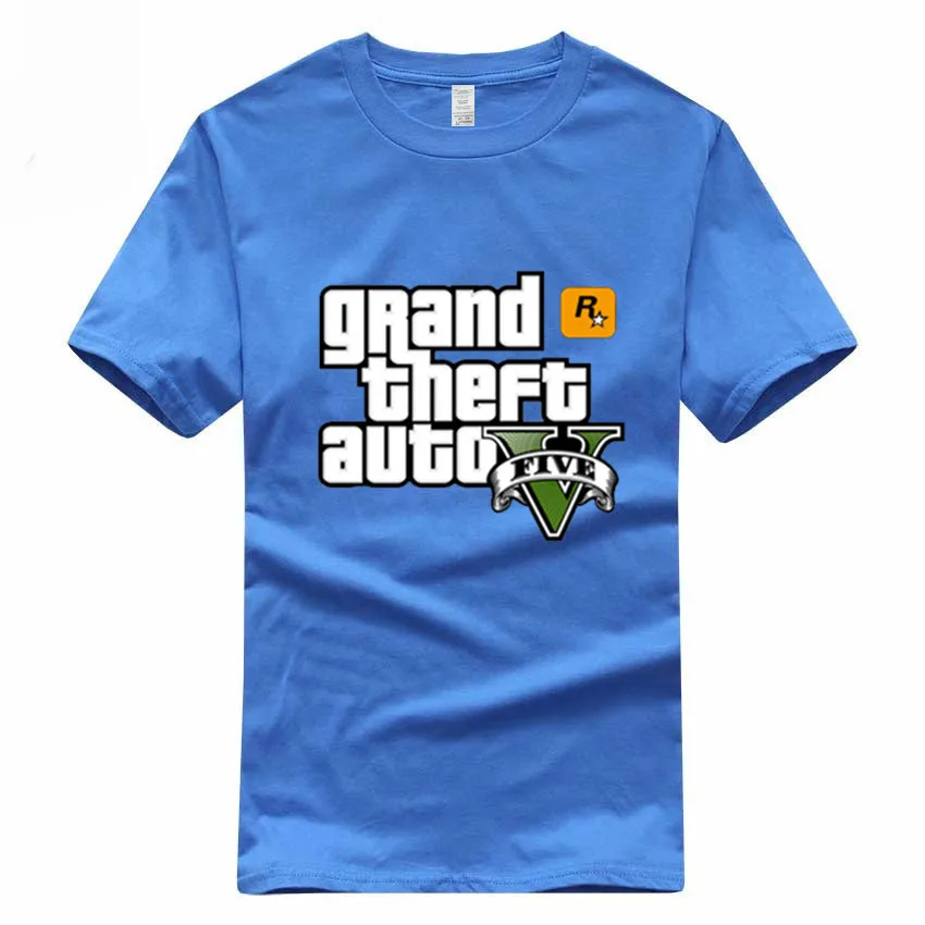 Игра Gta 5 хлопковые футболки Grand Theft Auto футболка Camisetas Hombre Gta Vice City футболка Homme GMT005 - Цвет: Deep Blue B