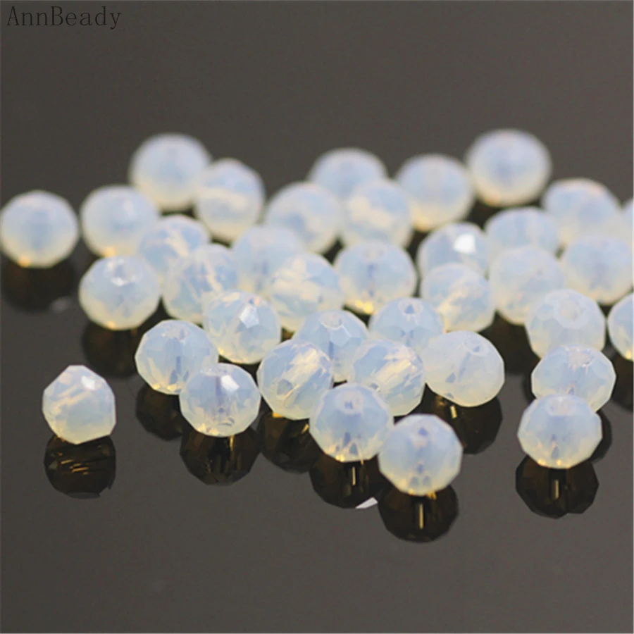 

AnnBeady Milky White Color 3*4mm 145pcs Rondelle Austria faceted Crystal Glass Beads Loose Spacer Beads For Jewelry Making