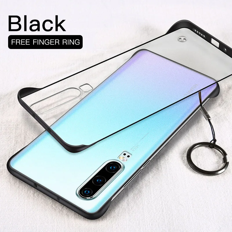 Clear Frameless Case For Huawei P30 P20 Honor 20 Pro Mate 10 View Slim Hard Matte Transparent Cover Ring Nova 5 Lite 10i P Smart