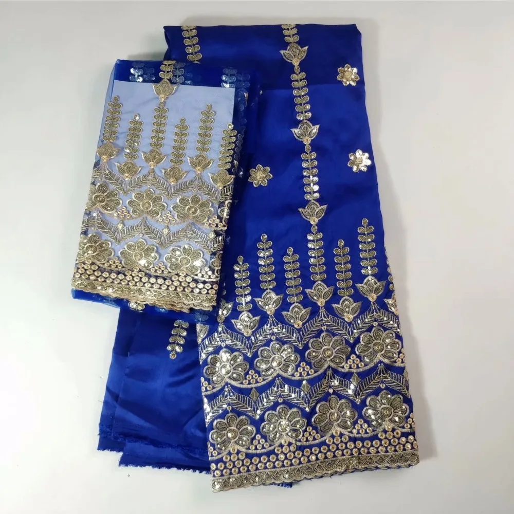 

Nigerian silk George with 2yards Tulle Lace African George Lace With Blouse High Quality Nigerian Lace Fabrics George