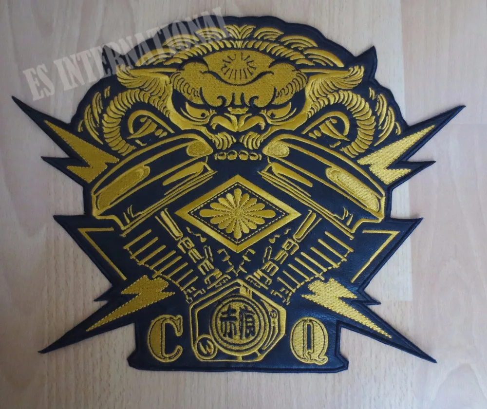 

13 inches Skull Engine Lighting large Embroidery Patches for Jacket Motorcycle Biker 33CM*25.7CM