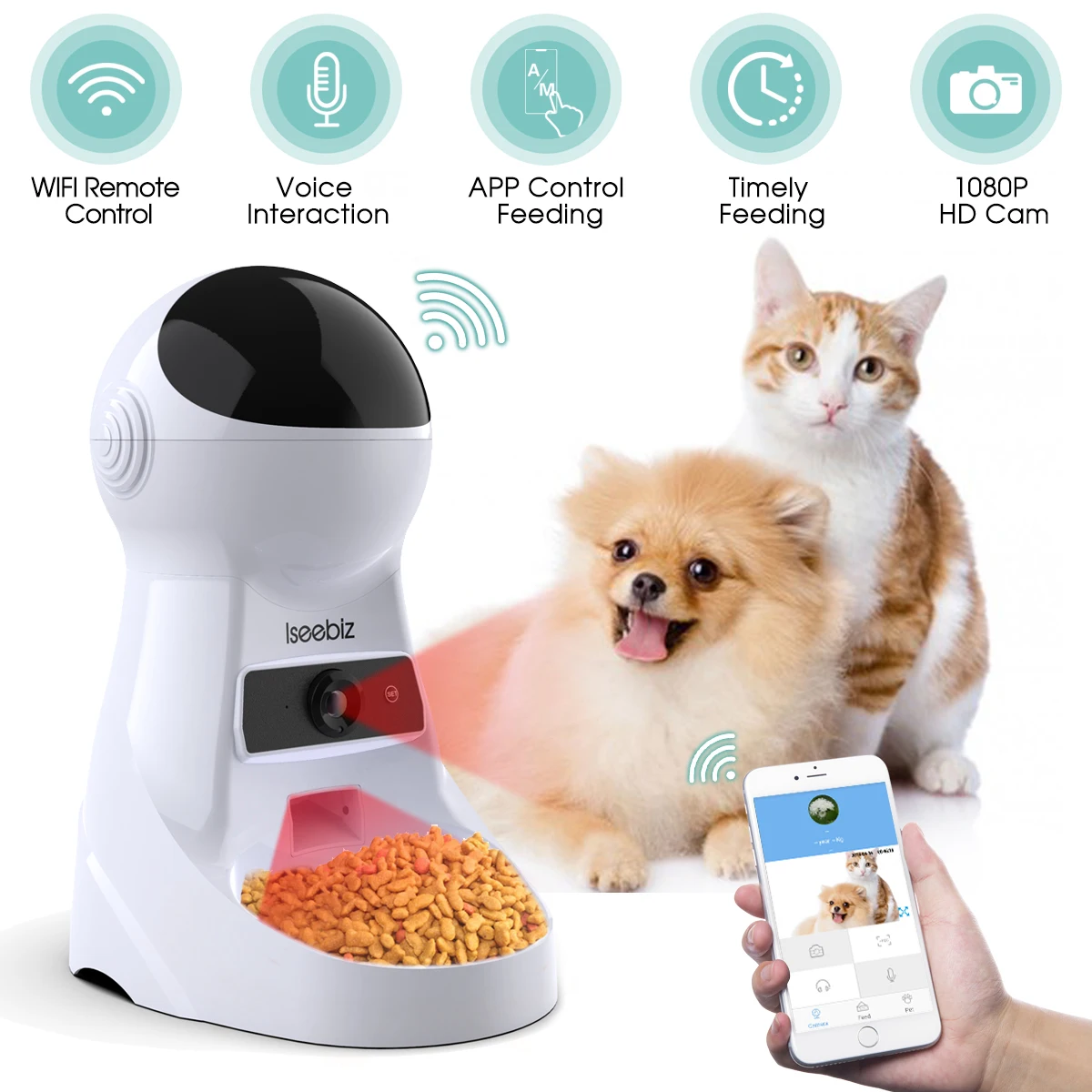 3l Automatic Pet Feeder With Voice Record Pets Food Bowl For