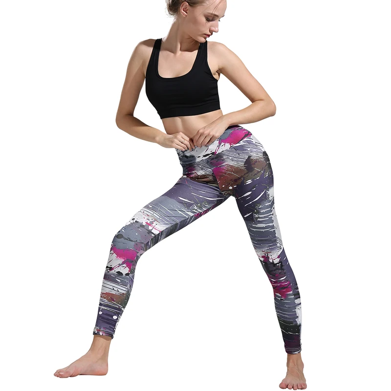 Women Yoga Leggings High Waist 3d Printed Tights Elastic Pants Quick