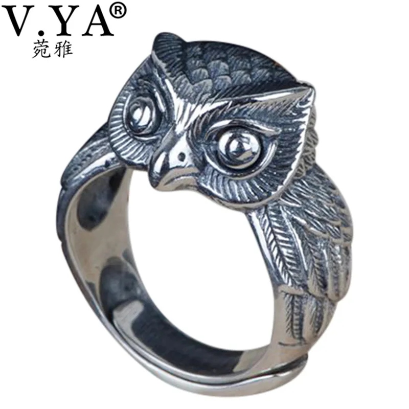 V. YA кольцо с милой совой для мужчин и женщин, 925 серебряное кольцо, Твердое Серебро S925 пробы, ювелирные изделия, аксессуары, бижутерия, лучший подарок