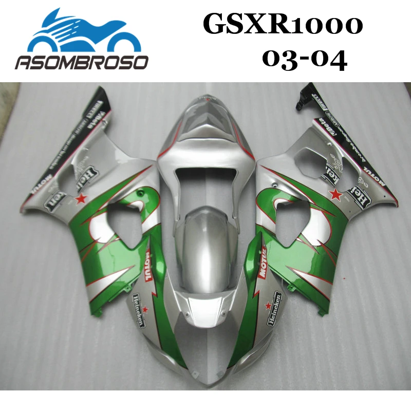 Good quality Motorcycle Fairing parts for Suzuki K3 2003 2004 GSX R1000 03 04 GSXR 1000 K4 green silver Fairings bodywork | Автомобили и