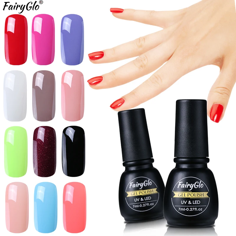 

FairyGlo Gel Varnish 7ML Black Bottle Soak Off UV Nail Gel Polish Nagellak Vernis a Ongle Vernis Hybrid Varnishes Lacquer Ink