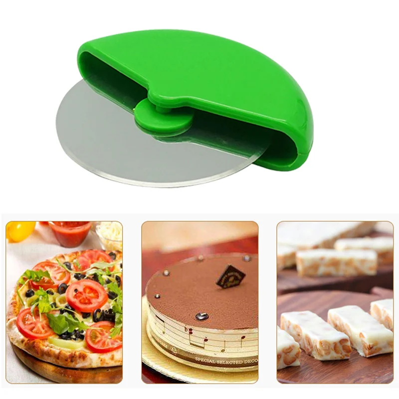 

Hoomall 1PC Stainless Steel Pizza Knife Rotary Easy Pizza Cake Cut Tool Kitchen Tools Cake Bread Pizza Cutter Random Color