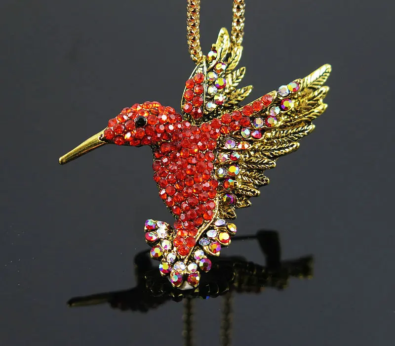 TianBo ювелирное изделие модное длинное ожерелье свитер изысканное цветное эмалевое Кристальное животное Колибри кулон ожерелье s для женщин