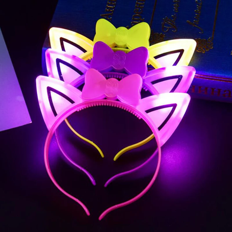 LEDLight UpFlashingLuminousChristmas Headband Cat Ears Blinking Glow Hairbands Halloween Wedding Glow In The Dark Led Toys  (7)