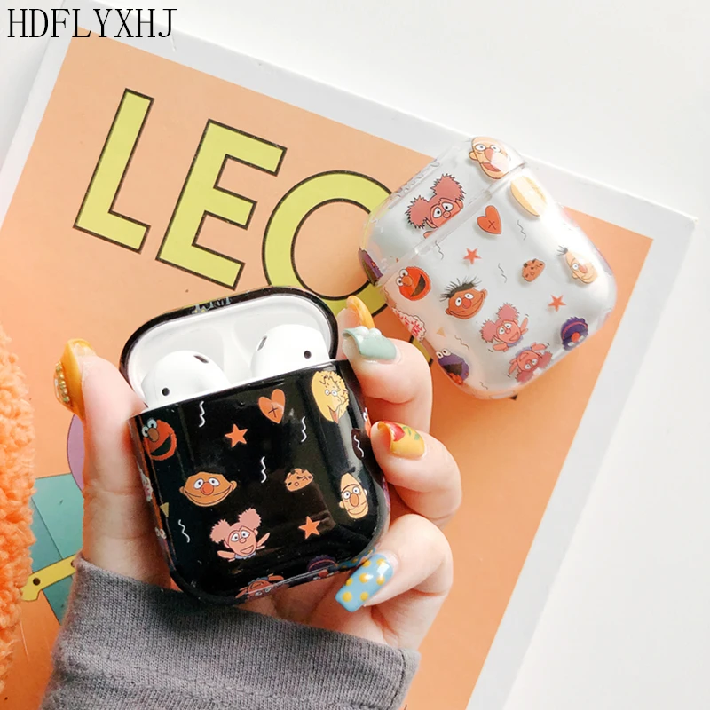 

HDFLYXHJ Bluetooth Wireless Earphone Transparent Protective Cover For Airpods Case Cartoon Cookie Bag For Airpods Charging Box