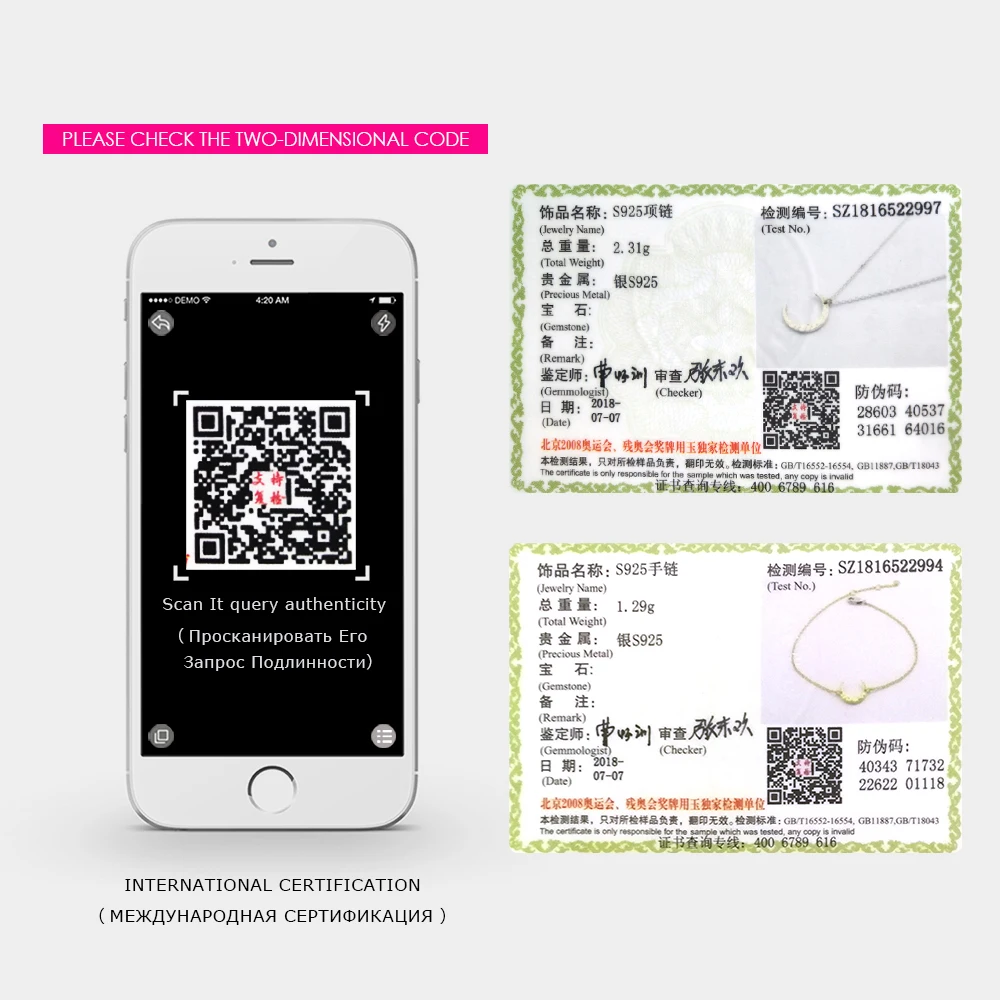 e-Manco 925 Sterling Silver Pendants Necklaces with Bracelet Two Color Statement Moon Bracelets Necklaces Jewelry Set For Women