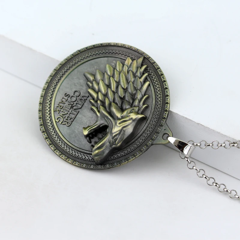 Hot Movie Necklaces Game of Thrones Necklace House Stark Winter Coming Vintage Wolf Necklaces Pendants Women Men Jewelry