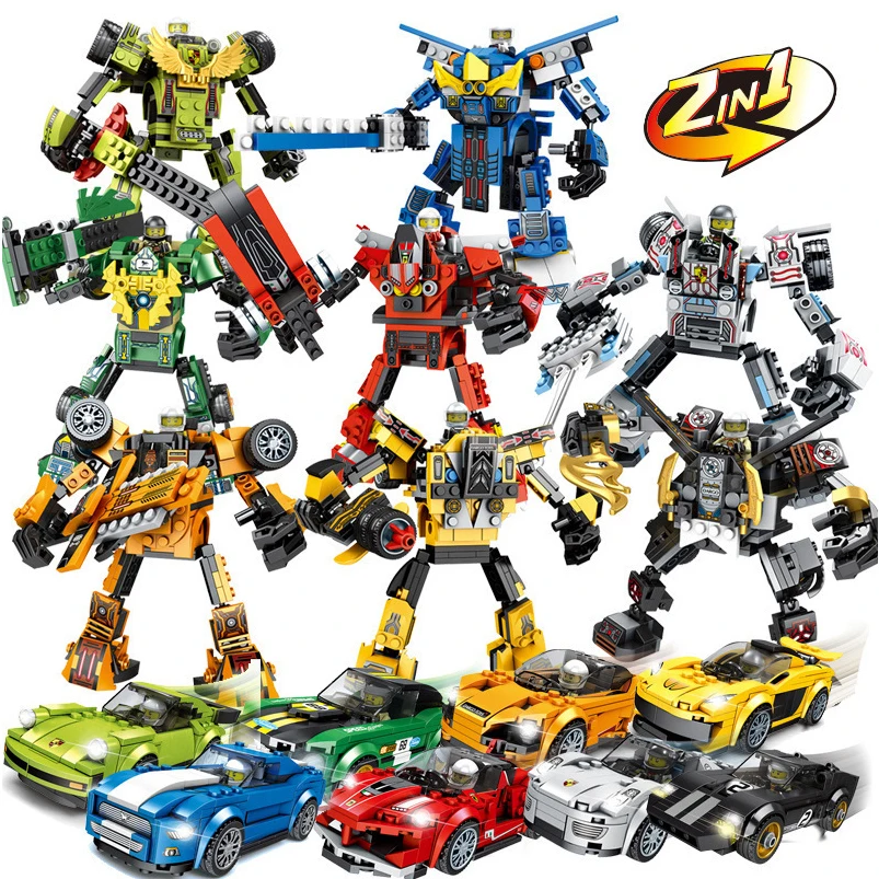 

Racing Car blocks Series Technic City Super Racers Transformation Robot Compatible With Legoe Building Blocks Toys for Children