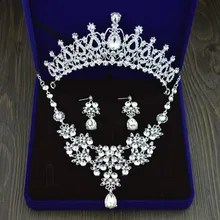 Alta Qualidade de Casamento Da Noiva Acessorios coroa colar e brincos conjunto De Cristal Nupcial Conjuntos de Joias Casamento