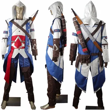 

Men's Boys AC 3 III Connor kenway Hoodie Outfit Halloween Carnival Comic-con Anime Cosplay Costume