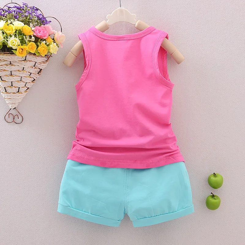 Summer Baby Cotton Vest Shorts 2Pcs/Sets Toddlers Clothing Sets Children Boys Girls Brand Sport Suits Kdis Cartoon Tracksuits