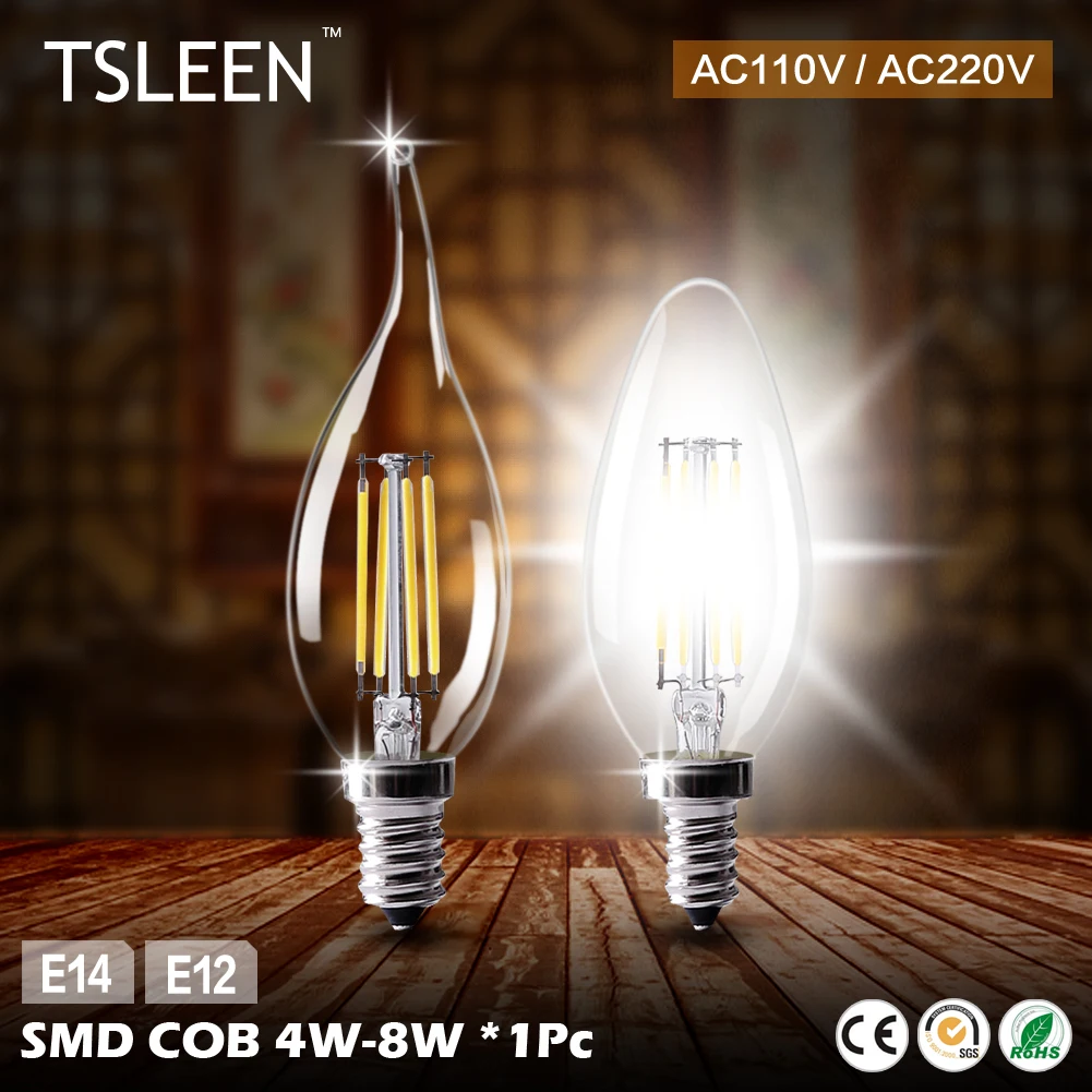 

FOR Living room cheap sale energy saving e14 e12 flame candle shape 4w 8w cob led bulb classic glass chandelier lights