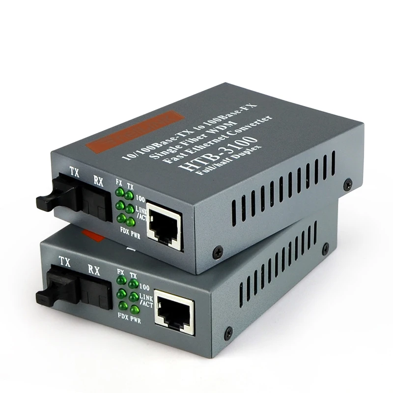 

1 pair HTB-3100AB 10/100M Optic Fiber Media Converter Netlink RJ45 Ethernet SC Singlemode Single Fiber Transceiver and Receiver