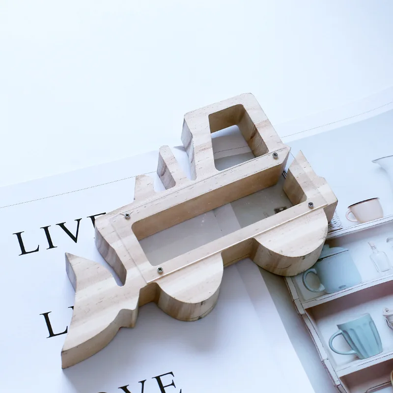Baby Wooden BulldozerToys Children Play Toy Money & Banking Toys Coin Piggy Bank Saving Box