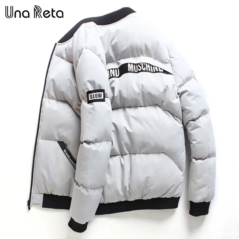 Una reta, зимняя мужская куртка, новинка, модная повседневная мужская куртка-парка, мужская приталенная хлопковая куртка с длинным рукавом, мужские пальто - Цвет: Серый