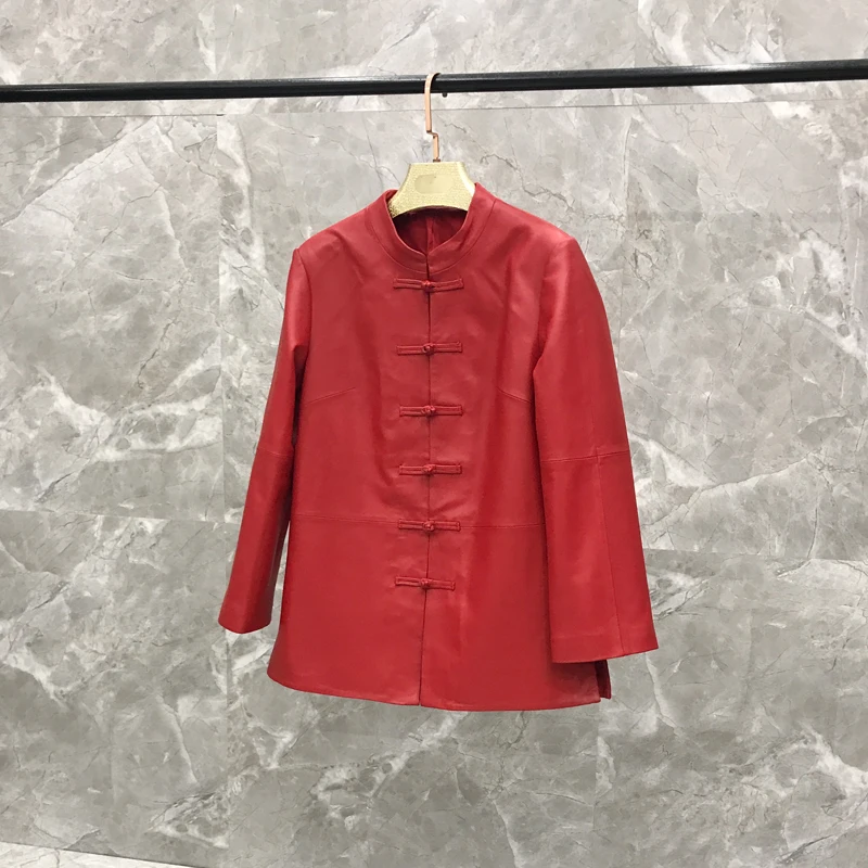2019 spring new genuine leather female Tang suit leather single high quality jacket women leather jacket